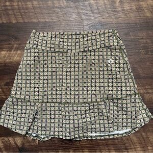 DonaJo Dona Jo green patterned ruffle golf pickleball skirt skort size 2 large